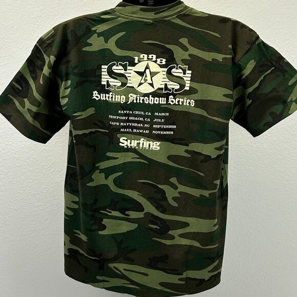 Vintage SAS Surfing Magazine Airshow Series T Shirt Mens Large Green 90s Surfer - Picture 3 of 9